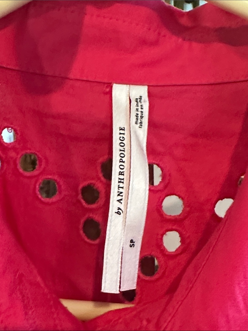 By Anthropologie Embroidered Button-Front Mini Shirtdress. Size Small - Picture 8 of 8